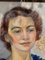 Schwedischer Künstler, Porträt einer Dame mit belaubtem Hintergrund, 1938, Ölgemälde 3