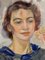 Schwedischer Künstler, Porträt einer Dame mit belaubtem Hintergrund, 1938, Ölgemälde 2