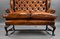 Antique Hand Dyed Leather Wing Back Sofa, 1880, Image 6
