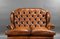 Antique Hand Dyed Leather Wing Back Sofa, 1880, Image 3