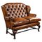 Antique Hand Dyed Leather Wing Back Sofa, 1880 1