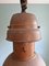 Lámpara colgante industrial grande de cobre y vidrio ranurado, años 30, Imagen 8