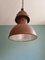 Lámpara colgante industrial grande de cobre y vidrio ranurado, años 30, Imagen 4