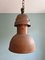 Lámpara colgante industrial grande de cobre y vidrio ranurado, años 30, Imagen 1