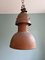 Lámpara colgante industrial grande de cobre y vidrio ranurado, años 30, Imagen 14