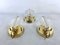 Vintage Sconces in Brass and Glass from Zero Quattro, Italy, 1970s, Set of 3 3