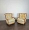 Wood & Fabric Armchairs, Italy, 1960s, Set of 2 1