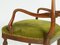 Italienischer Mid-Century Armlehnstuhl aus Holz & Grünem Samt, 1950er 5