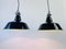 Black Enamel Ceiling Lamps, 1930s, Set of 2 10