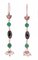 Orecchini in agata verde, onice, smeraldi, diamanti, perle, oro rosa e argento, anni '50, set di 2, Immagine 3