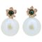 Emeralds, Pearls, Diamonds, Rose Gold Earrings, Set of 2 1