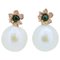 Emeralds, Pearls, Diamonds, Rose Gold Earrings, Set of 2, Image 1