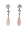 White and Blue Fancy Diamonds, Pink Coral, 14 Karat White Gold Drop Earrings, 1960s, Set of 2 3