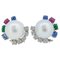 South-Sea Pearls, Rubies, Emeralds, Sapphires, Diamonds, 18 Kt Gold Earrings, 1970s, Set of 2, Image 1
