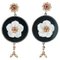 Onyx, White Stones, Diamonds, Rubies, Emeralds, Rose Gold and Silver Earrings, 1960s, Set of 2 1