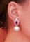 Grey Pearls, Rubies, Diamonds, Platinum and 14 Kt White Gold Dangle Earrings, 1960s, Set of 2, Image 5