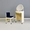 Coiffeuse Moderne en Plastique Blanc et Velours Bleu avec Chaise, Italie, 1980s, Set de 2 2