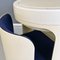 Modern Italian White Plastic Blue Velvet Make-Up Dressing Table with Chair, 1980s, Set of 2 14