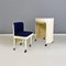 Modern Italian White Plastic Blue Velvet Make-Up Dressing Table with Chair, 1980s, Set of 2 3