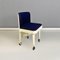 Modern Italian White Plastic Blue Velvet Make-Up Dressing Table with Chair, 1980s, Set of 2 7