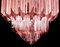 Lámpara de araña de cristal de Murano rosa, 1980, Imagen 12