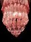 Lámpara de araña de cristal de Murano rosa, 1980, Imagen 5