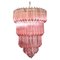 Lámpara de araña de cristal de Murano rosa, 1980, Imagen 1