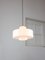 Lampe à Suspension Mid-Century en Verre Blanc et Laiton, Italie 10