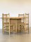 Table and Chairs in Wicker and Bamboo, Set of 5 2
