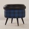 Vintage Blue and Black Pouf with Storage Space, 1960s 7