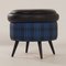 Vintage Blue and Black Pouf with Storage Space, 1960s, Image 7