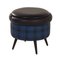 Pouf Vintage Bleu et Noir avec Espace de Rangement, 1960s 1