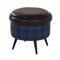Vintage Blue and Black Pouf with Storage Space, 1960s, Image 1