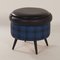 Pouf Vintage Bleu et Noir avec Espace de Rangement, 1960s 10