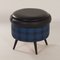 Pouf Vintage Bleu et Noir avec Espace de Rangement, 1960s 9