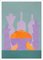 Gio Bellagio, Ciotola di arance con bottiglie viola, 2023, Acrilico su carta, Immagine 1