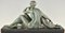 Armand Godard, Art Deco Sculpture of Lady with Panther, 1930, Metal Sculpture 4