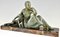 Armand Godard, Art Deco Sculpture of Lady with Panther, 1930, Metal Sculpture, Image 2