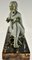 Armand Godard, Art Deco Skulptur einer Dame mit Panther, 1930, Metallskulptur 7