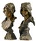 Emmanuel Villanis, Art Nouveau Busts of Mignon & Esmeralda, 1896, Bronze, Set of 2 1