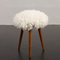 Vintage Three-Legged Footstool in Natural Sheepskin and Teak, 1960s 1