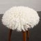 Vintage Three-Legged Footstool in Natural Sheepskin and Teak, 1960s 2