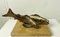 Bronze Koi Fisch auf Marmorsockel, 1930er 1
