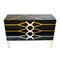 Black Laminate Dresser with 3 Drawers and Brass Feet, 1980s 2