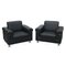 Black Leather Armchairs, 1980s, Set of 2 1