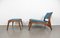 Oak Lounge Chair with Ottoman from PGH Erzgebirgisches Kunsthandwerk, Germany, 1960s, Set of 2 3