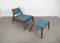 Oak Lounge Chair with Ottoman from PGH Erzgebirgisches Kunsthandwerk, Germany, 1960s, Set of 2 1