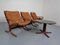 Mesa Siesta Mid-Century y sillas de cuero de Ingmar Relling para Westnofa, años 60. Juego de 4, Imagen 3