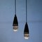 Lámparas colgantes de metal negro y vidrio de Escandinavia, años 60. Juego de 2, Imagen 3