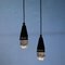 Pendant Lamps in Black Metal and Glass from Scandinavia, 1960s, Set of 2, Image 3